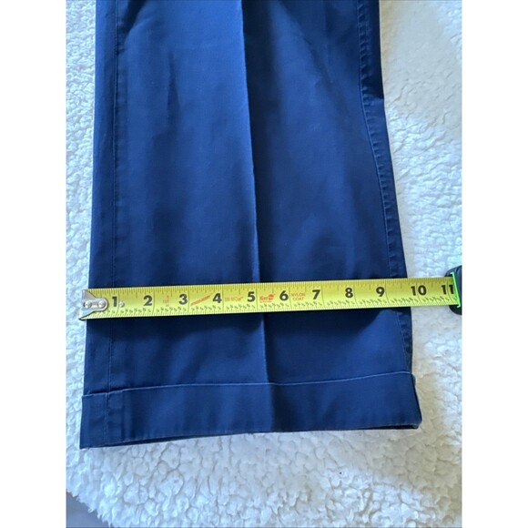 Faconnable Men's Cuffed Flat Front Khaki Pants Blue Size 42R /27 - Picture 5 of 9